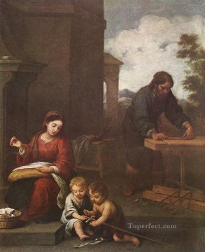  Infant Oil Painting - Holy Family with the Infant St John Spanish Baroque Bartolome Esteban Murillo